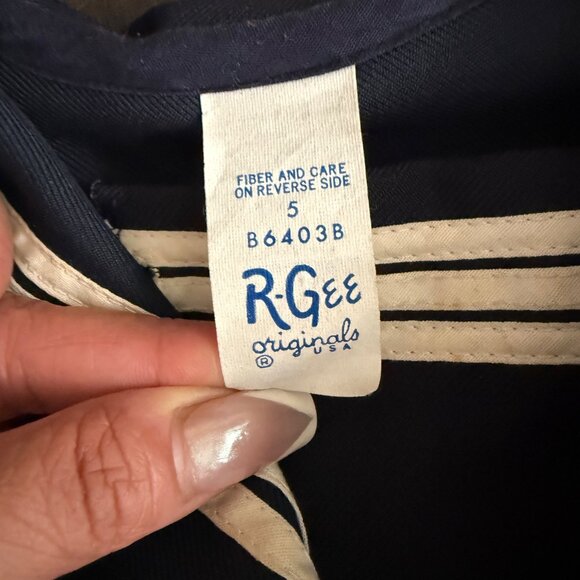 Vintage R-Gee Originals Navy Blue Sailor Suit Outfit With Hat Size 5 - Picture 3 of 8